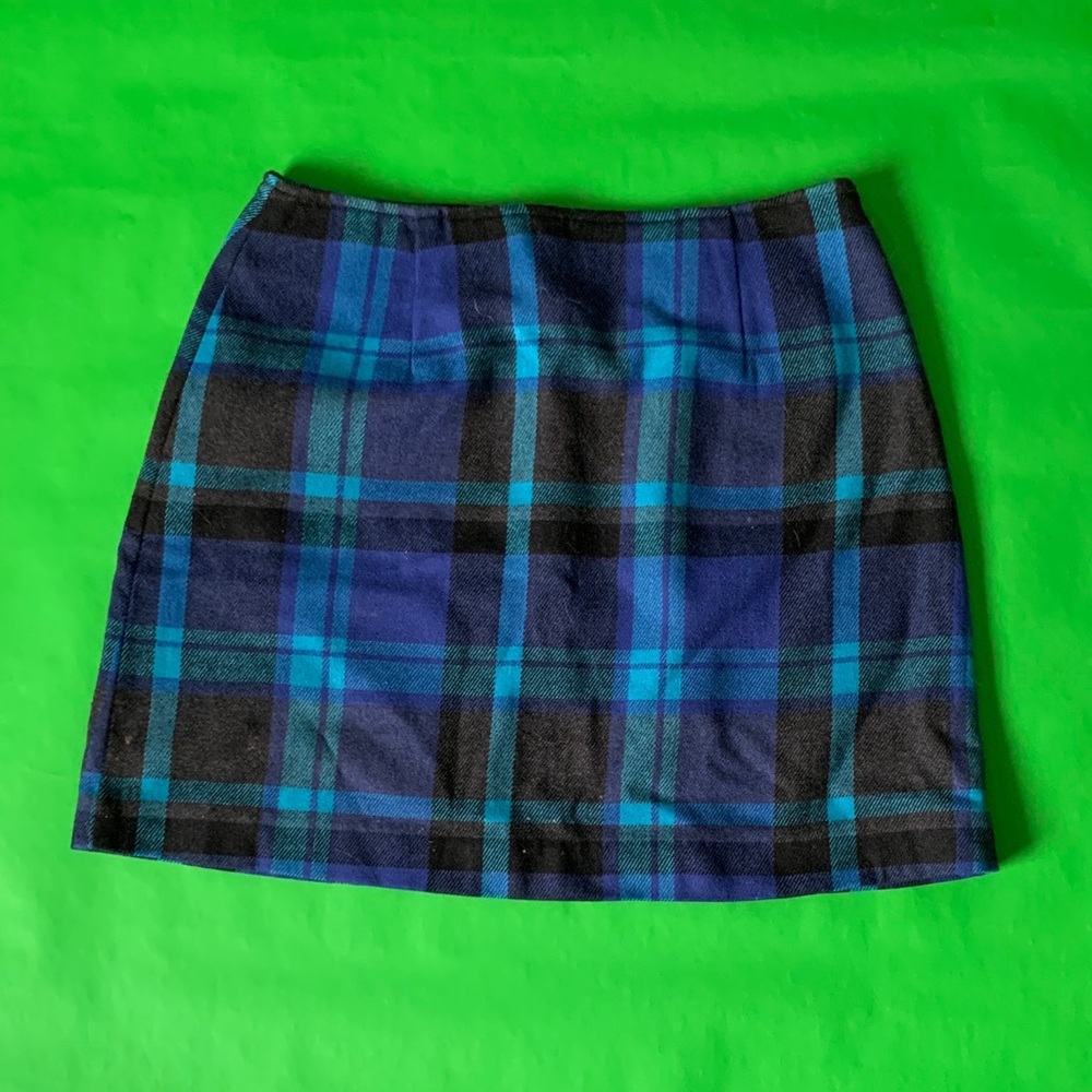 The Limited Blue and Black Plaid Mini Skirt